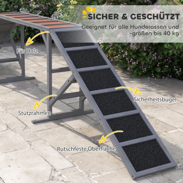 Honden Agility Loopbrug Met Veiligheidsstang Antislip Oppervlak Weerbestendig Agility Apparaat Tot 40 Kg 335x55x60 Cm Grijs