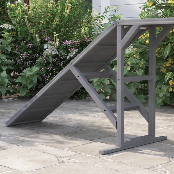 Honden Agility Loopbrug Met Veiligheidsstang Antislip Oppervlak Weerbestendig Agility Apparaat Tot 40 Kg 335x55x60 Cm Grijs