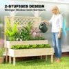 Hoog Bed Met Klimrek 2 traps Verhoogde Bloembak Met 2 Plantenbakken, Hout 108 X 62 X 120 Cm