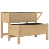 Hoogbed 2 traps Verhoogde Plantenbak Met Vliesstof Afvoergat, Hout 119,5 X 102 X 76,5 Cm Lichtbruin