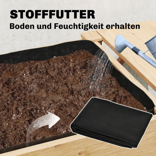 Hoogbed 2 traps Verhoogde Plantenbak Met Vliesstof Afvoergat, Hout 119,5 X 102 X 76,5 Cm Lichtbruin