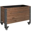 Hoogbed Hout, Plantenbed Met Rol, Mobiel Vroegbed Tuinbed Bloembak 60 X 30 X 41cm Voor Tuin Balkon