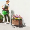 Hoogbed Hout, Plantenbed Met Rol, Mobiel Vroegbed Tuinbed Bloembak 60 X 30 X 41cm Voor Tuin Balkon