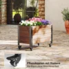 Hoogbed Hout, Plantenbed Met Rol, Mobiel Vroegbed Tuinbed Bloembak 60 X 30 X 41cm Voor Tuin Balkon
