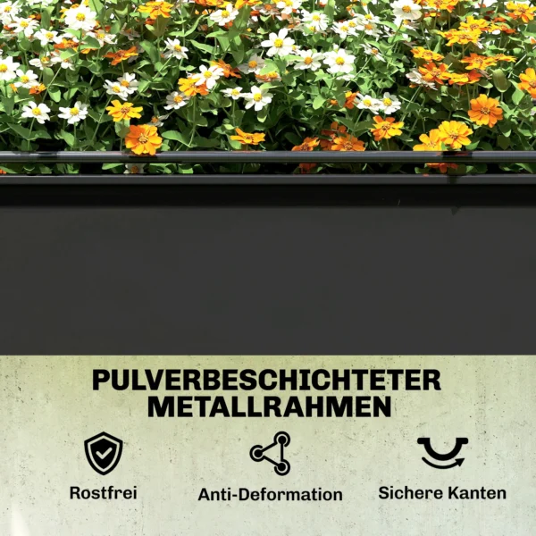 Hoogbed Met Broeikasopzetstuk Plantenbak Met Opklapbare Afdekking Rolbaar Ritssluitingdeur Afvoergat Zwart