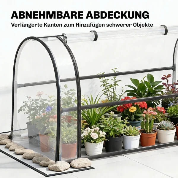 Hoogbed Met Broeikasopzetstuk Plantenbak Met Opklapbare Afdekking Rolbaar Ritssluitingdeur Afvoergat Zwart