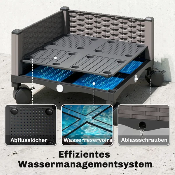 Hoogbed Met Klimrek Mobiele Bloembak Met Rol Afvoergat, Plantenbak 40 X 40 X 185 Cm