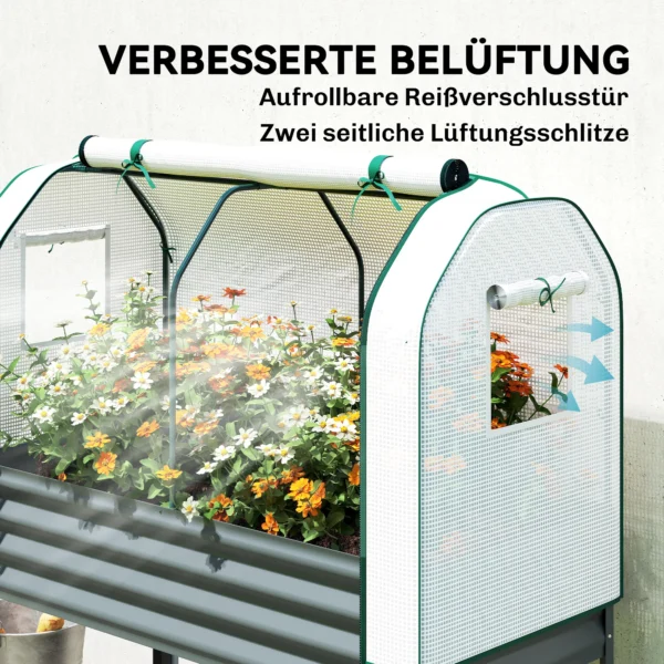 Hoogbed Met Vroegbeetopzetstuk Van Metaal, Plantenbak Met Broeikas Opbergvak, Verhoogd 120 X 55 X 140cm