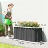 Hoogbed Metaal 136 X 53 X 61 Cm Diep Tuinbed Met Beschermranden Plantenetiketten Handschoenen Open Bodem