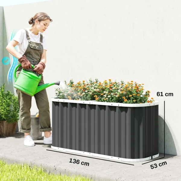 Hoogbed Metaal 136 X 53 X 61 Cm Diep Tuinbed Met Beschermranden Plantenetiketten Handschoenen Open Bodem