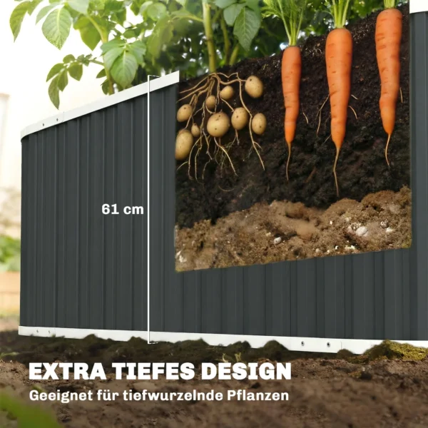 Hoogbed Metaal 136 X 53 X 61 Cm Diep Tuinbed Met Beschermranden Plantenetiketten Handschoenen Open Bodem