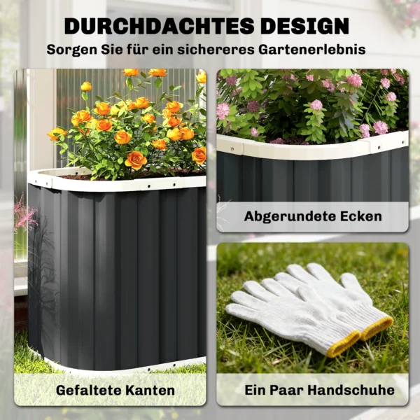 Hoogbed Metaal 136 X 53 X 61 Cm Diep Tuinbed Met Beschermranden Plantenetiketten Handschoenen Open Bodem
