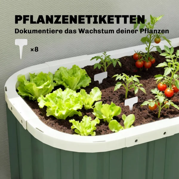 Hoogbed Metaal 136 X 53 X 61 Cm Diep Tuinbed Met Beschermranden Plantenetiketten Handschoenen Open Bodem
