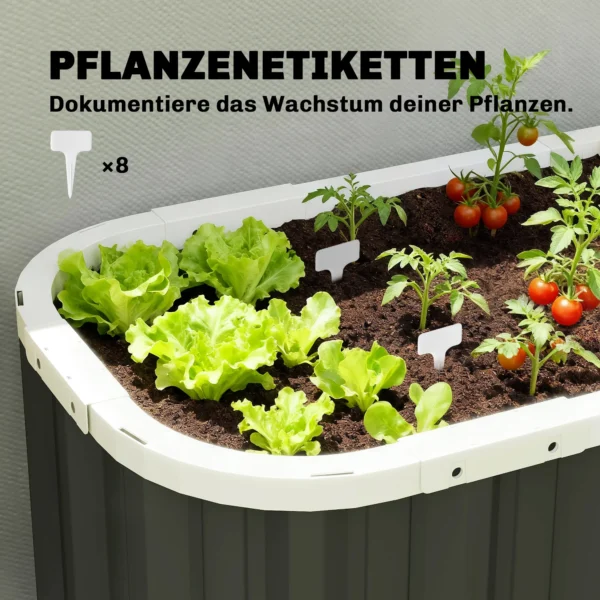Hoogbed Metaal 136 X 53 X 61 Cm Diep Tuinbed Met Beschermranden Plantenetiketten Handschoenen Open Bodem