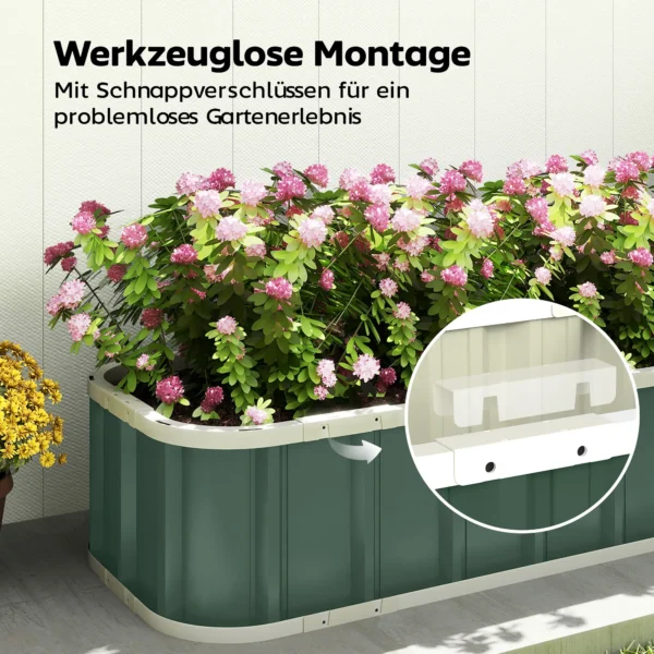 Hoogbed Staal, Plantenbed Met Klikvergrendelingen Gevouwen Rand Broeikas 136 X 52 X 31 Cm Lichtgroen