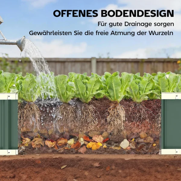 Hoogbed Staal, Plantenbed Met Klikvergrendelingen Gevouwen Rand Broeikas 136 X 52 X 31 Cm Lichtgroen