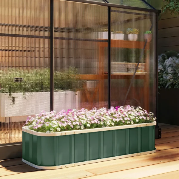 Hoogbed Staal, Plantenbed Met Klikvergrendelingen Gevouwen Rand Broeikas 136 X 52 X 31 Cm Lichtgroen