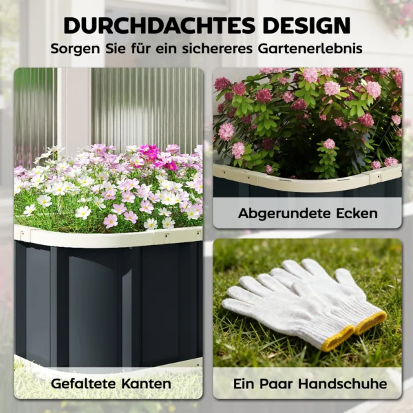 Hoogbed Staal, Plantenbed Met Klikvergrendelingen Gevouwen Rand Kweekbed 136 X 52 X 31 Cm Donkergrijs