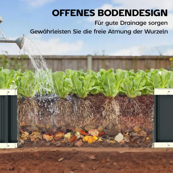 Hoogbed Staal, Plantenbed Met Klikvergrendelingen Gevouwen Rand Kweekbed 136 X 52 X 31 Cm Donkergrijs