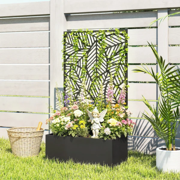 Hoogbed Van Metaal Met Klimrek Voor Klimplanten, Vrijstaand Of Voor Wandmontage