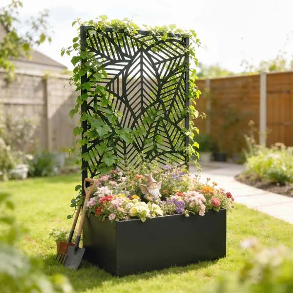 Hoogbed Van Metaal Met Klimrek Voor Klimplanten, Vrijstaand Of Voor Wandmontage