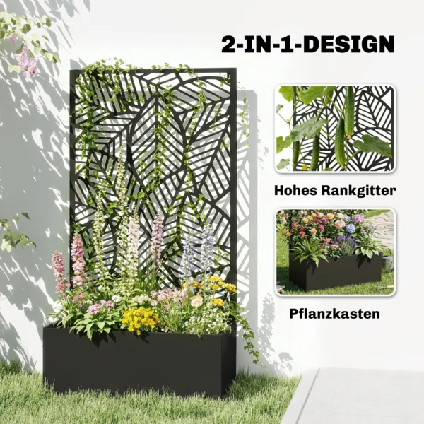 Hoogbed Van Metaal Met Klimrek Voor Klimplanten, Vrijstaand Of Voor Wandmontage