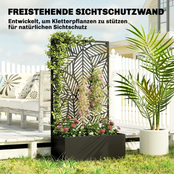 Hoogbed Van Metaal Met Klimrek Voor Klimplanten, Vrijstaand Of Voor Wandmontage