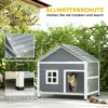 Houten Kattenhuis Met 2 Verdiepingen, Kattengrot Met Waterdicht Opklapbaar Dak, Zijplatform, 101x72,5x81cm, Grijs
