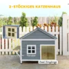 Houten Kattenhuis Met 2 Verdiepingen, Kattengrot Met Waterdicht Opklapbaar Dak, Zijplatform, 101x72,5x81cm, Grijs