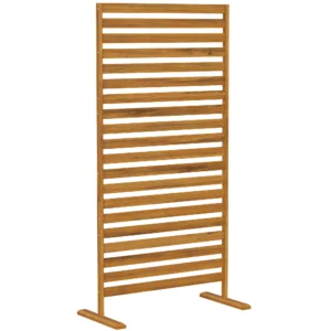 Houten Privacy Scherm 80 X 170 Cm Ruimteverdeler Met Standaard Lamellen, Vrijstaande Ruimteverdeler Bruin