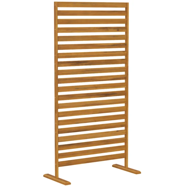 Houten Privacy Scherm 80 X 170 Cm Ruimteverdeler Met Standaard Lamellen, Vrijstaande Ruimteverdeler Bruin