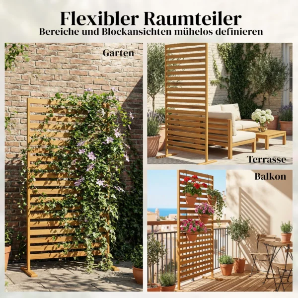 Houten Privacy Scherm 80 X 170 Cm Ruimteverdeler Met Standaard Lamellen, Vrijstaande Ruimteverdeler Bruin