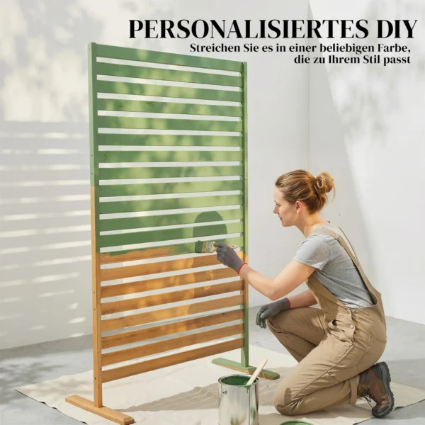 Houten Privacy Scherm 80 X 170 Cm Ruimteverdeler Met Standaard Lamellen, Vrijstaande Ruimteverdeler Bruin