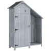 Houten Tuinkast Buiten Weerbestendig Gereedschapsschuur Met Asfaltdak Legplank 129 X 51,5 X 180 Cm Grijs