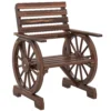 Houten Tuinstoel Met Wagenwielontwerp, Verkoold Landhuisstijl Houten Stoel