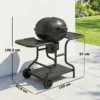 Houtskoolgrill BBQ Smoker Met Zijtafels, Deksel, Thermometer, Wielen 129 X 63,5 X 106,5 Cm