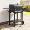 Houtskoolgrill Met Deksel, BBQ Smoker Grill Met 2 Zijtafels Grote Grilloppervlakte Grillrooster Thermometer Wielen