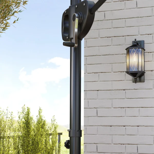 Kantelbare Parasol 247 X 247cm Met Dubbel Dak, Zwengelstandaard, Waterafstotend, Donkergrijs