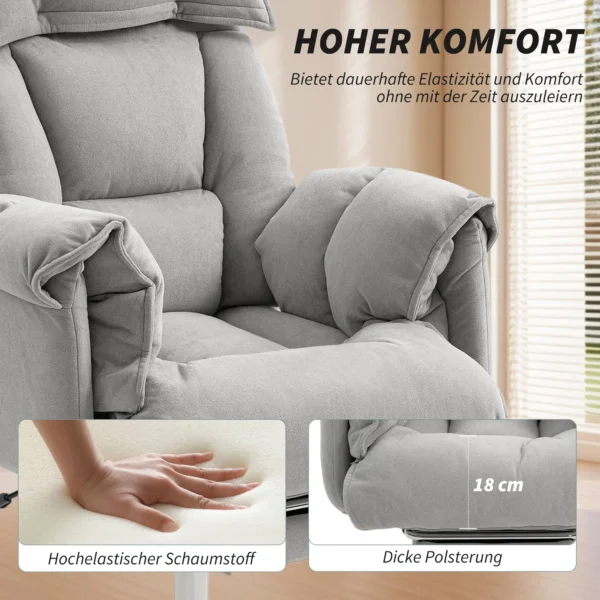 Kantoorstoel Kantelbaar In Hoogte Verstelbaar Bureaustoel Met Armleuning Voetensteun Hoge Rugleuning 75 X 77 X 110 118 Cm Grijs