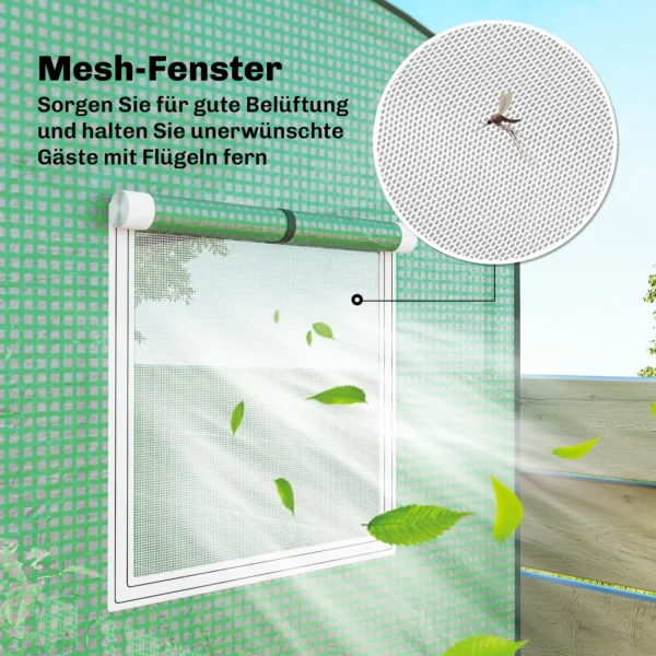 Kas Met Netramen En Oprolbare Deur, Stalen Foliekas 200 X 75 X 188 Cm Groen