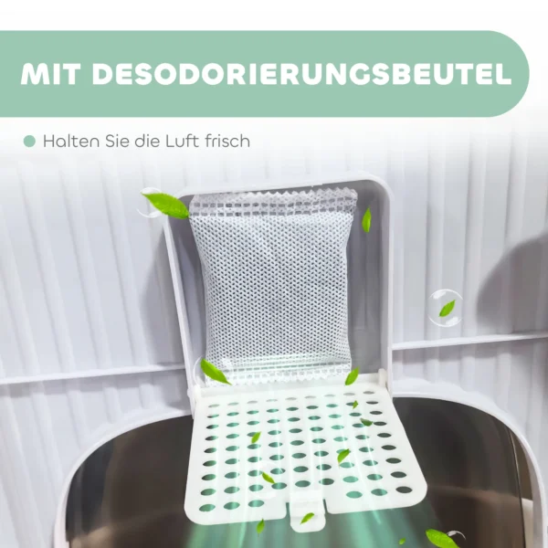 Kattenbak Met Deksel Boveningang Schep Uitschuifbaar Blad Voor Katten Tot 4,5 Kg, 40,5x52,5x42,5 Cm Grijs