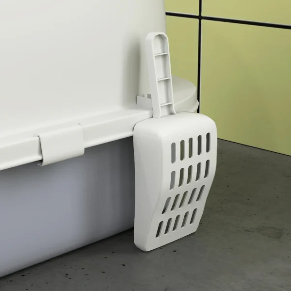 Kattenbak Met Deksel, Kattentoilet Met Schep, Bodemlade, Ingangspedaal Voor Katten Tot 5 Kg, 40,5x52x39 Cm, Grijs