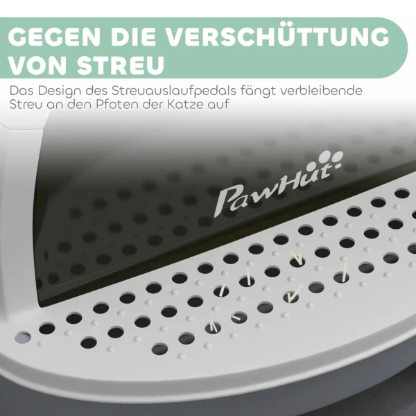 Kattenbak Met Deksel, Kattentoilet Met Schep, Bodemlade, Ingangspedaal Voor Katten Tot 5 Kg, 40,5x52x39 Cm, Grijs