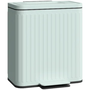 Keukenafvalbak, 2 X 20 L vakken, Efficiënte Afvalscheiding, Voetpedaal, Kunststof, Metaal, Groen