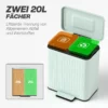 Keukenafvalbak, 2 X 20 L vakken, Efficiënte Afvalscheiding, Voetpedaal, Kunststof, Metaal, Groen