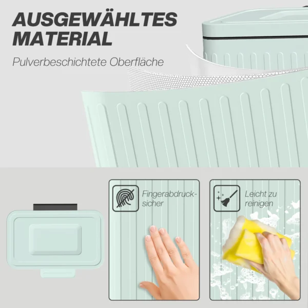 Keukenafvalbak, 2 X 20 L vakken, Efficiënte Afvalscheiding, Voetpedaal, Kunststof, Metaal, Groen