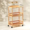 Keukenwagen Rolwagen Met 3 Niveaus, Serveerwagen Met Opbergruimte Keukenrek Op Wielen, Voor Keuken Badkamer Kantoor Natuurhout
