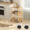 Keukenwagen Rolwagen Met 3 Niveaus, Serveerwagen Met Opbergruimte Keukenrek Op Wielen, Voor Keuken Badkamer Kantoor Natuurhout