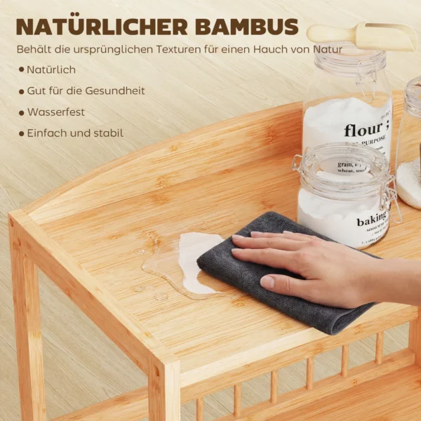 Keukenwagen Rolwagen Met 3 Niveaus, Serveerwagen Met Opbergruimte Keukenrek Op Wielen, Voor Keuken Badkamer Kantoor Natuurhout