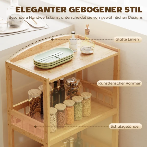 Keukenwagen Rolwagen Met 3 Niveaus, Serveerwagen Met Opbergruimte Keukenrek Op Wielen, Voor Keuken Badkamer Kantoor Natuurhout